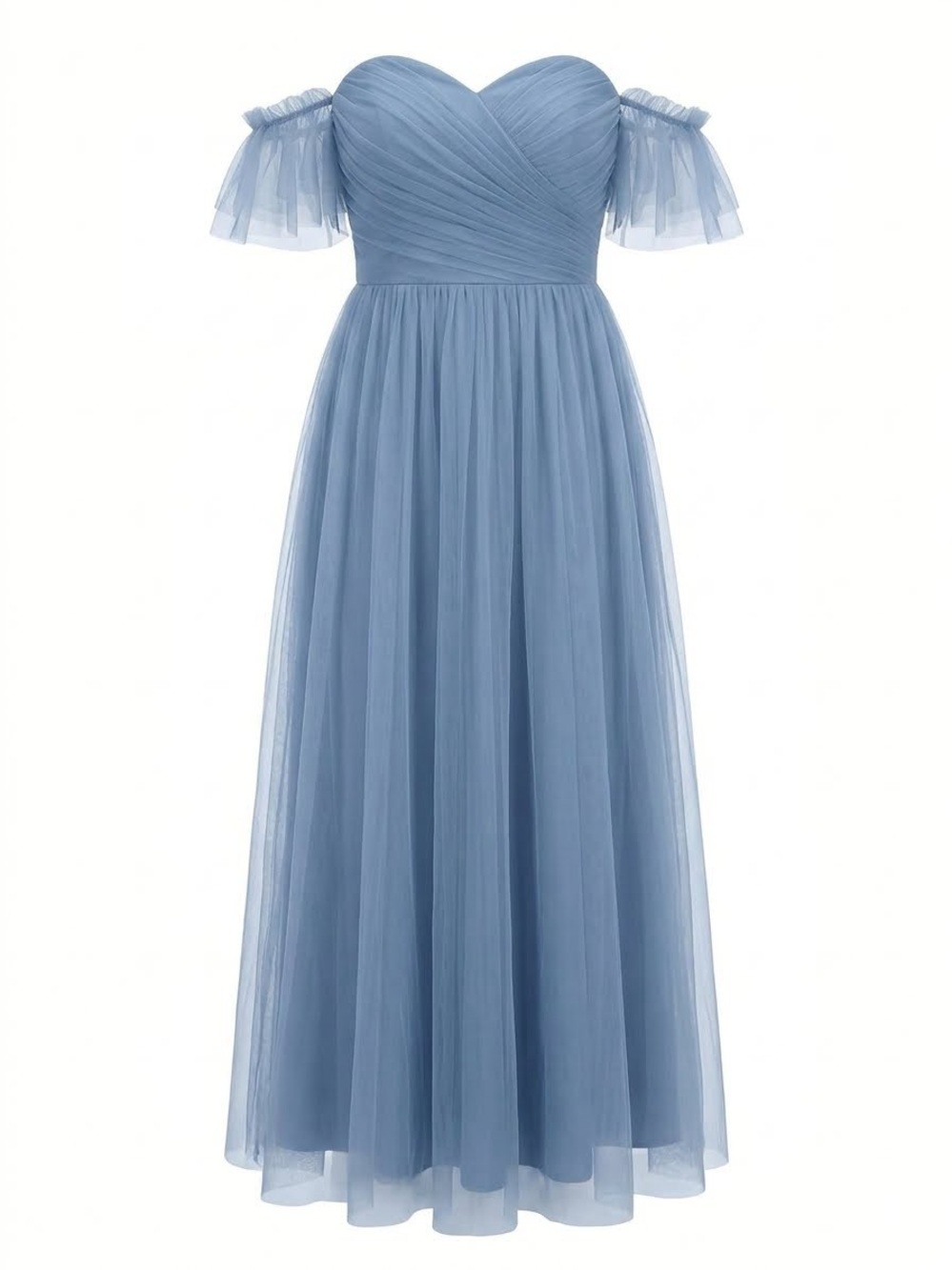 Ever Pretty Dusty Blue Off-Shoulder Tulle Wedding Dress XL 10